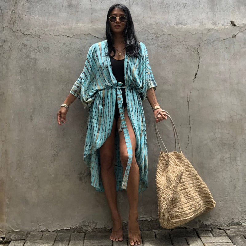 Salura Capri Beach Kimono vloeiend silhouet detail